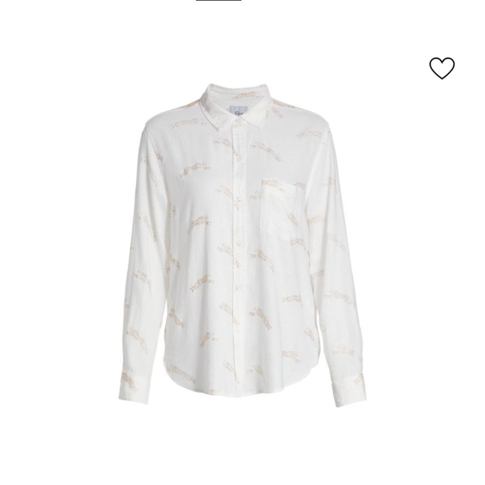 White Button-Up Shirt with Subtle Print